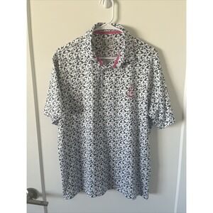 BARSTOOL SPORTS - UMBRELLAS ALL OVER Embroidered M Golf Polo Shirt - EXCELLENT
